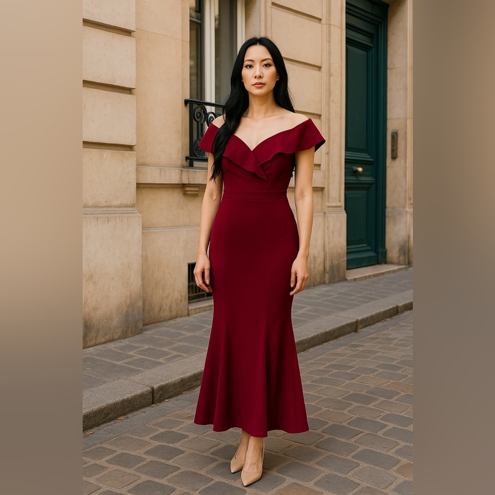 Alexia B Strapless Wine Dress
